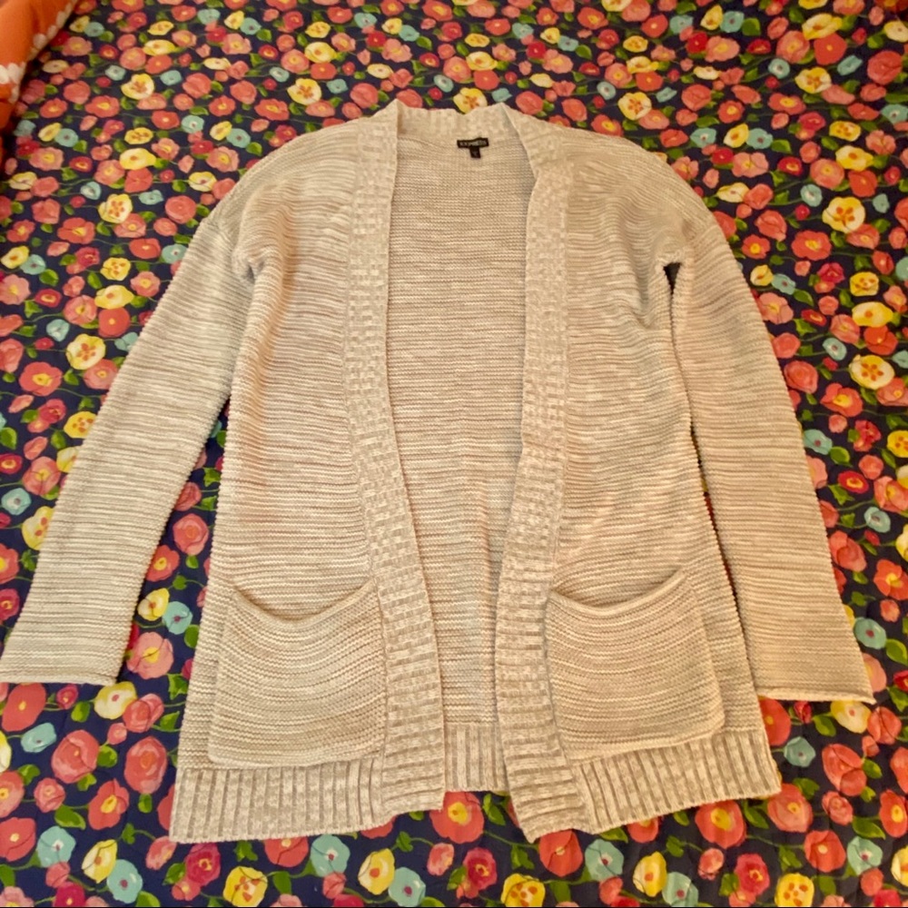 Express Open Cardigan Sweater Cream Medium